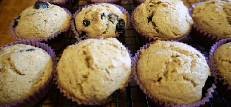 Close up of blueberry muffins