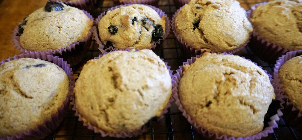 Close up of blueberry muffins